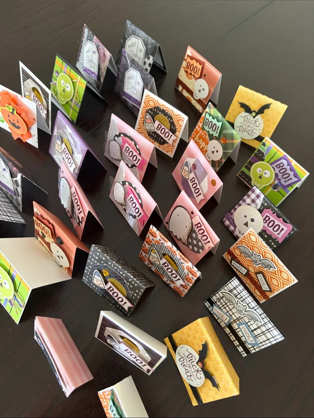 New Handmade Halloween Mini Foldable Surprise Cards - Set of 30, Colorful 2 x 2